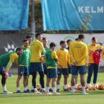 Los jugadores pericos, durante un entrenamiento (RCD Espanyol)