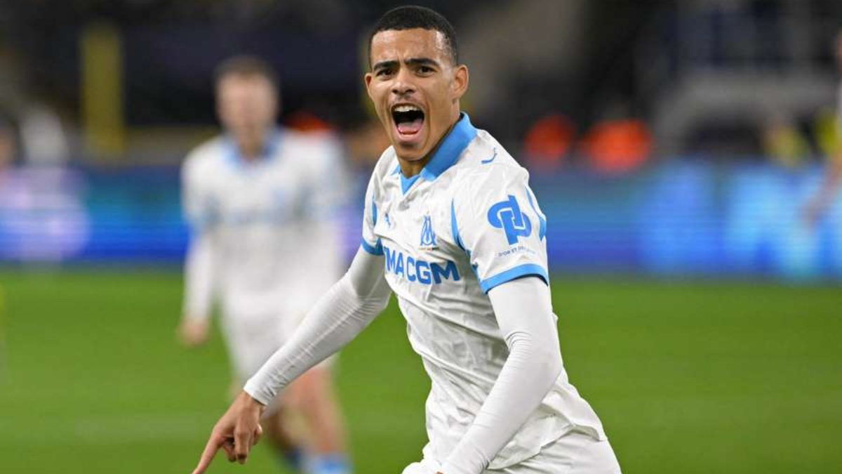 Mason Greenwood celebra un gol anotado con el Olympique de Marsella