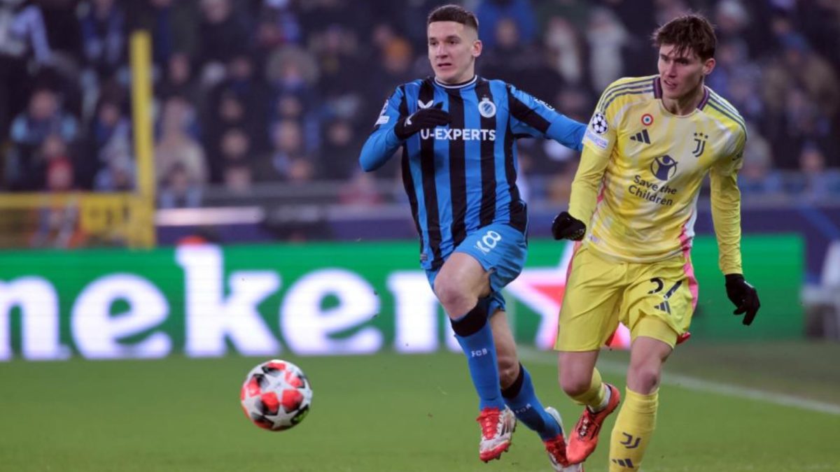 Christos Tzolis during a match with Brugge