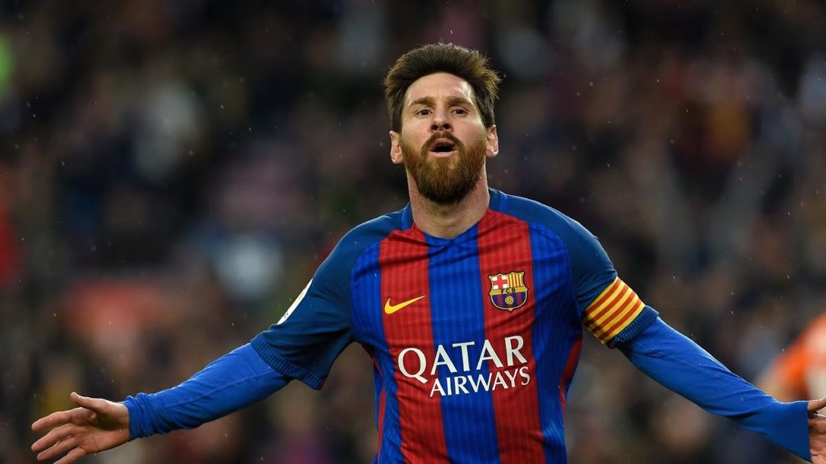 Leo Messi celebra un gol con el Barcelona