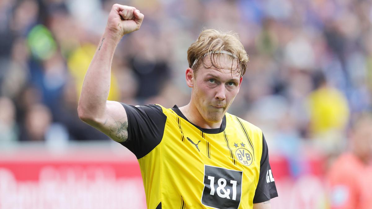 Julian Brandt celebrates a goal for Borussia Dortmund