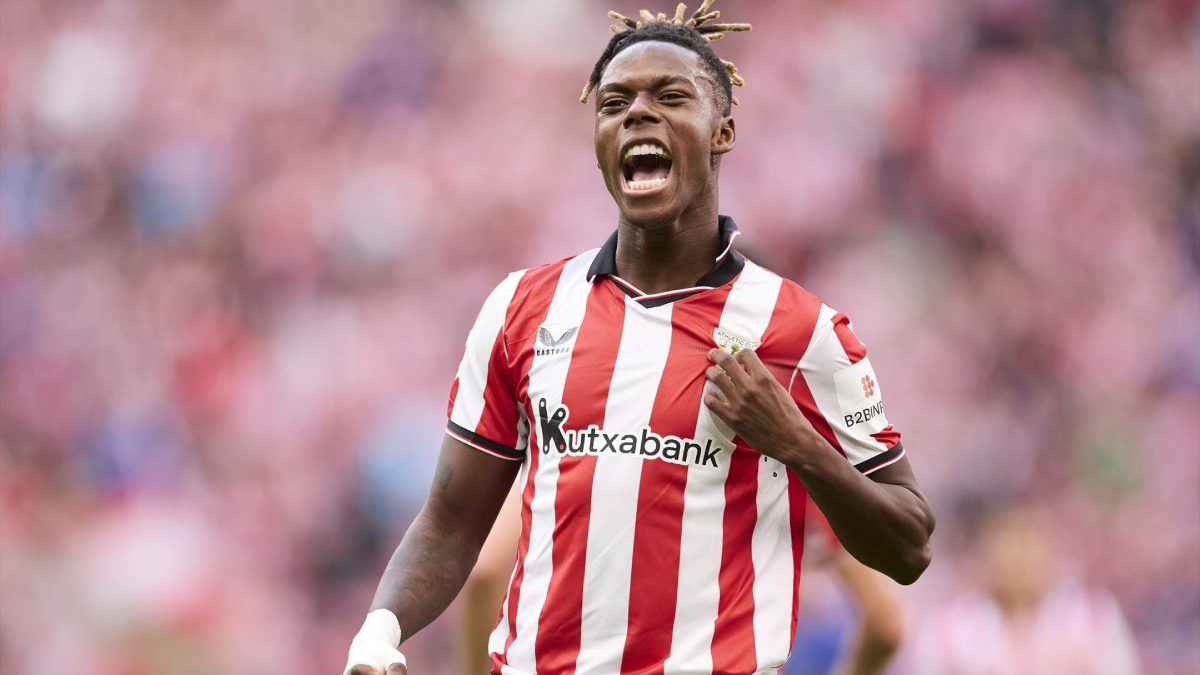 Nico Williams celebrates a goal scored with Athletic Club
