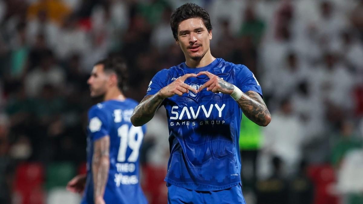 Darwin Núñez celebra un gol anotado con el Al Hilal