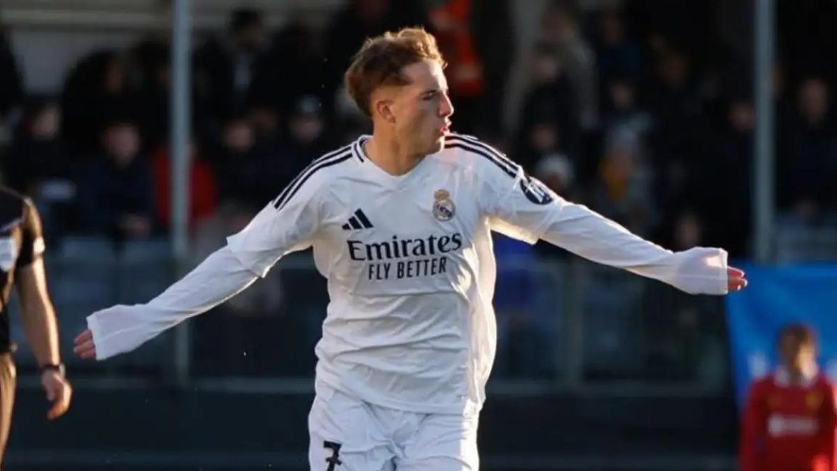 Dani Yáñez celebra un gol anotado en las categorías inferiores del Real Madrid