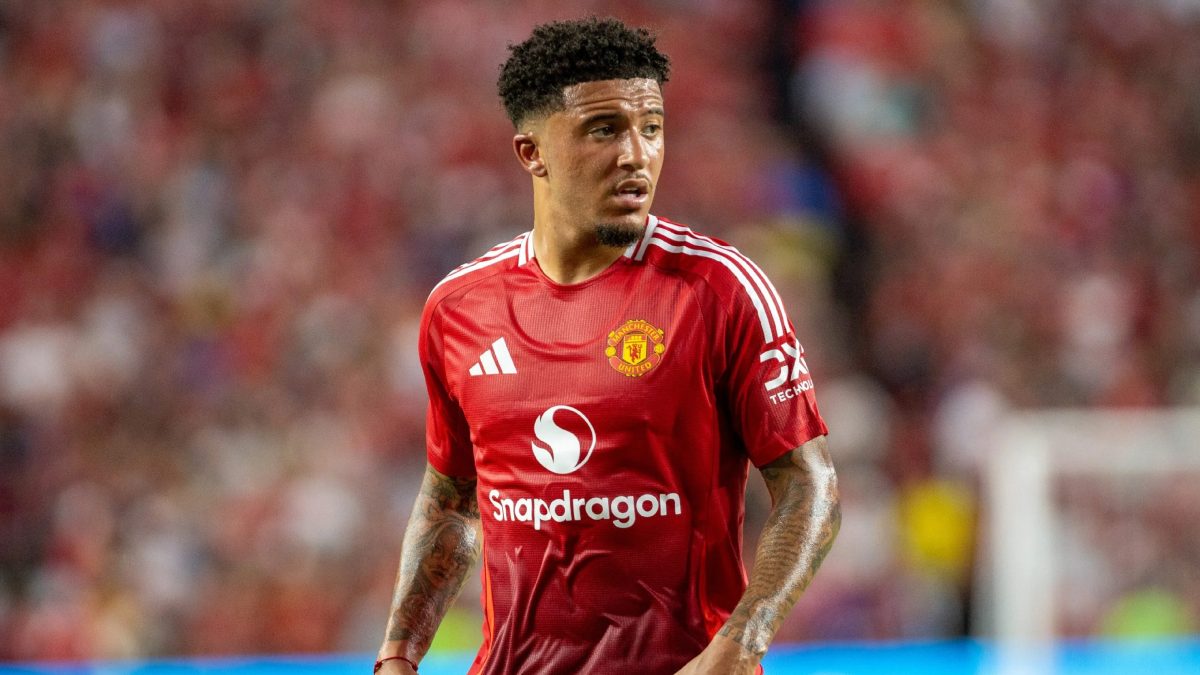Jadon Sancho during a match with Manchester United