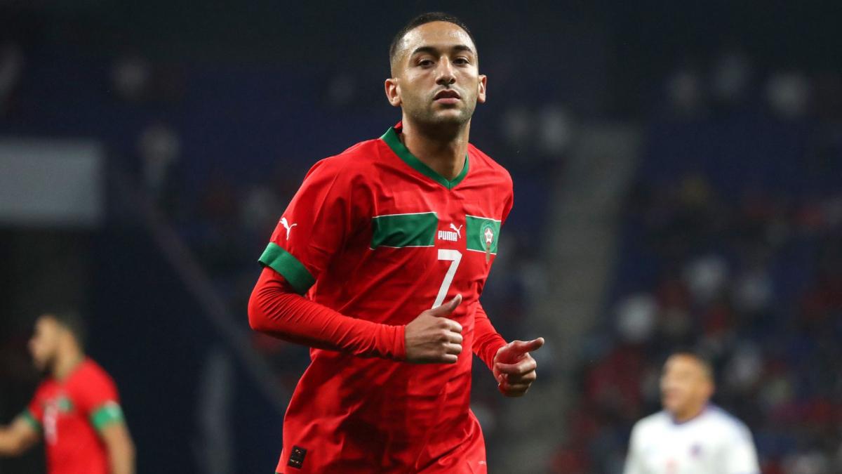 Hakim Ziyech durante un partido con la selección de Marruecos