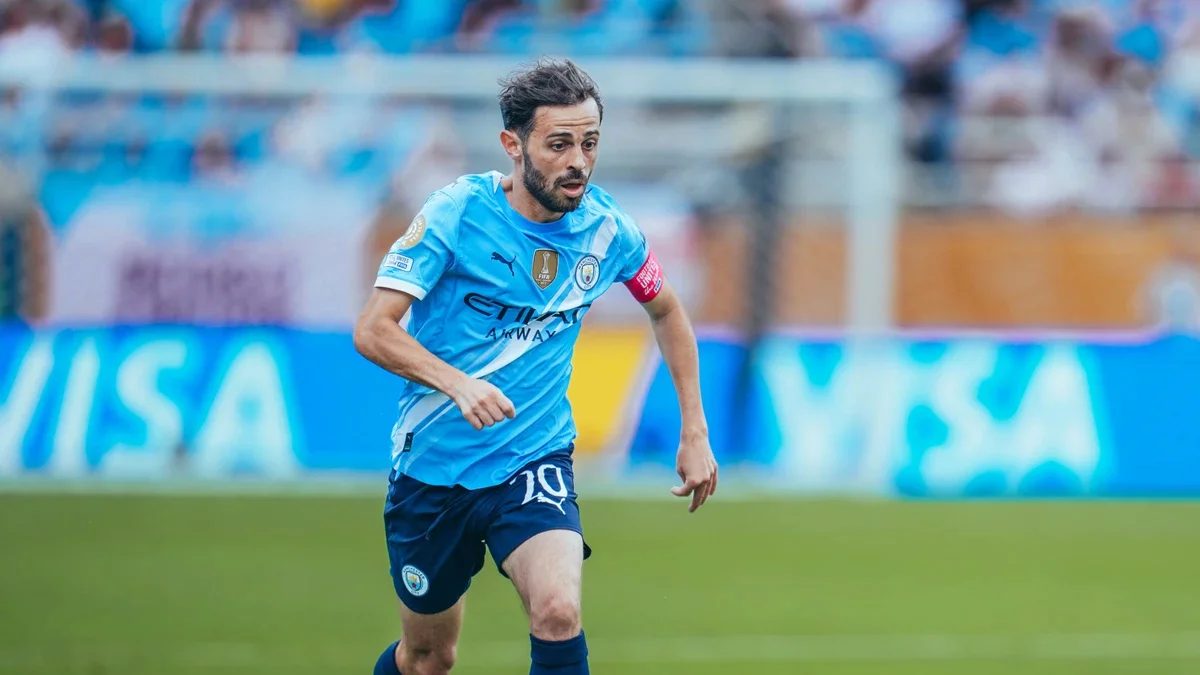 Bernardo Silva durante un partido con el Manchester City