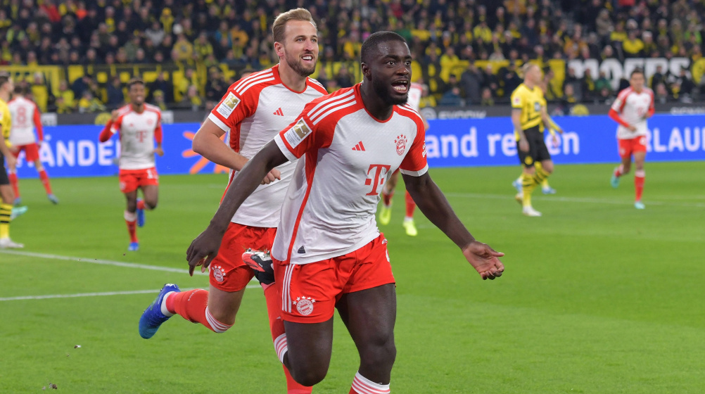 Upamecano celebrating the winning goal