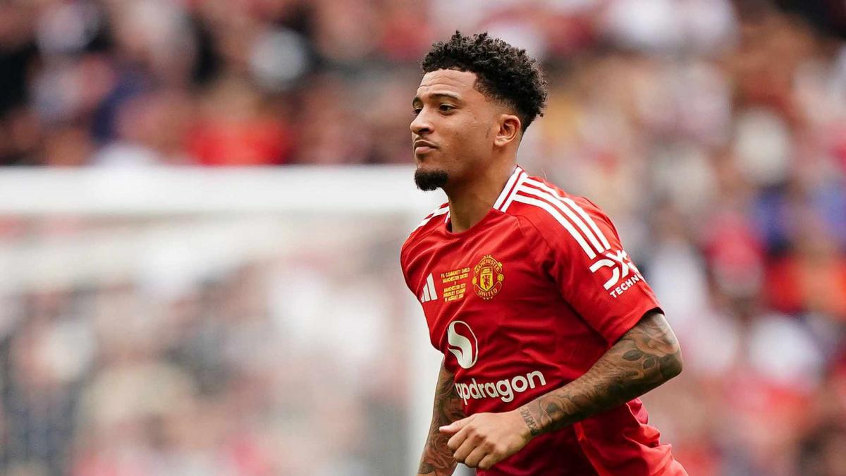 Jadon Sancho during a match with Manchester United