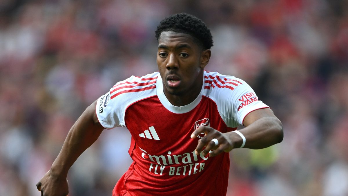 Myles Lewis-Skelly during a match with Arsenal