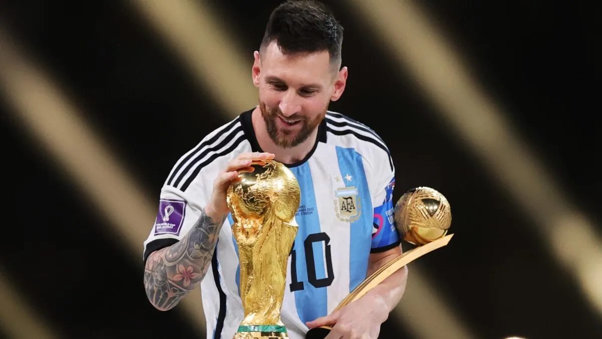 Leo Messi tras ganar la Copa del Mundo