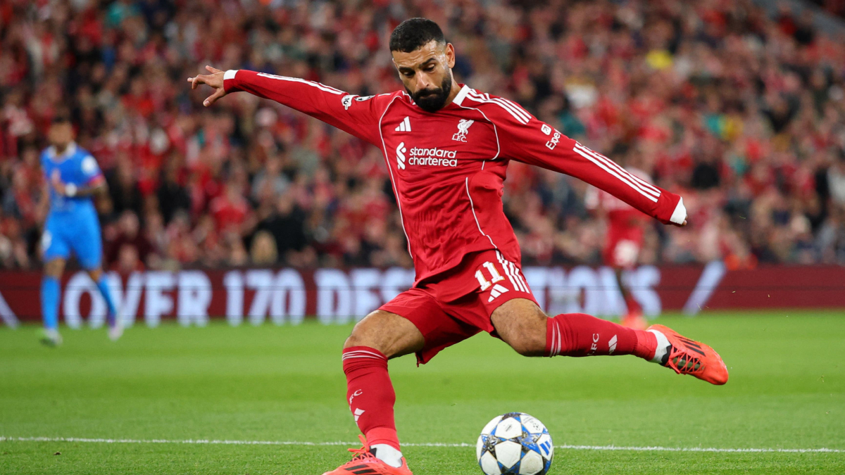 Mohamed Salah durante un partido del Liverpool