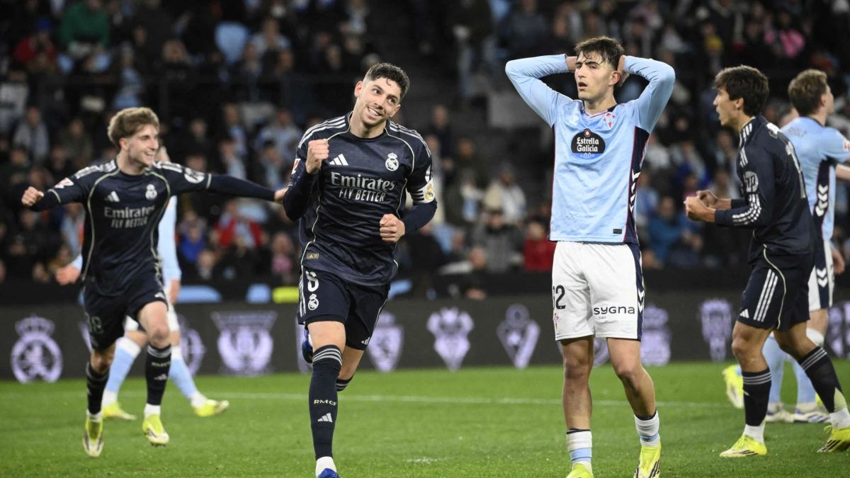 Fede Valverde celebra un gol en un Celta de Vigo - Real Madrid