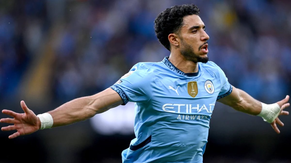 Omar Marmoush celebra un gol anotado con el Manchester City
