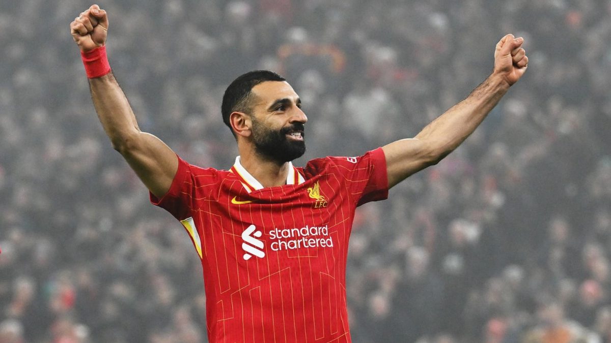 Mohamed Salah celebra un gol con el Liverpool