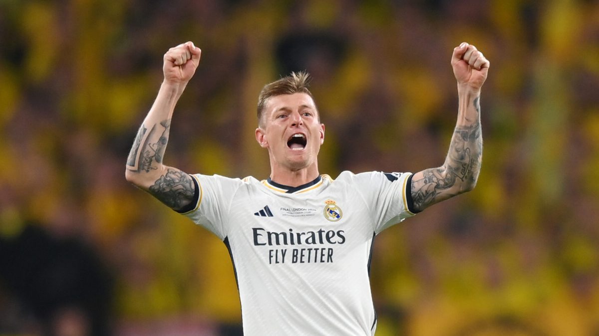 Toni Kroos celebrates a goal with Real Madrid
