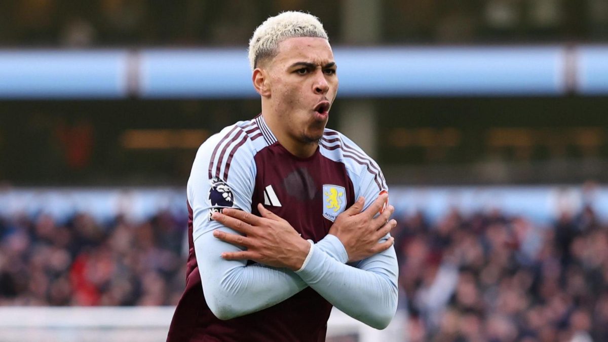 Morgan Rogers celebrates a goal with Aston Villa