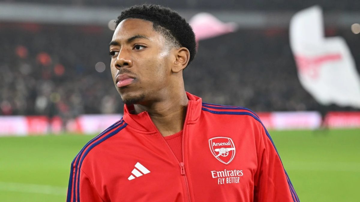 Myles Lewis-Skelly before a match with Arsenal