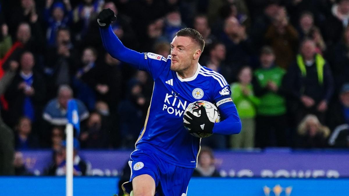 Jamie Vardy celebra un gol con el Leicester City