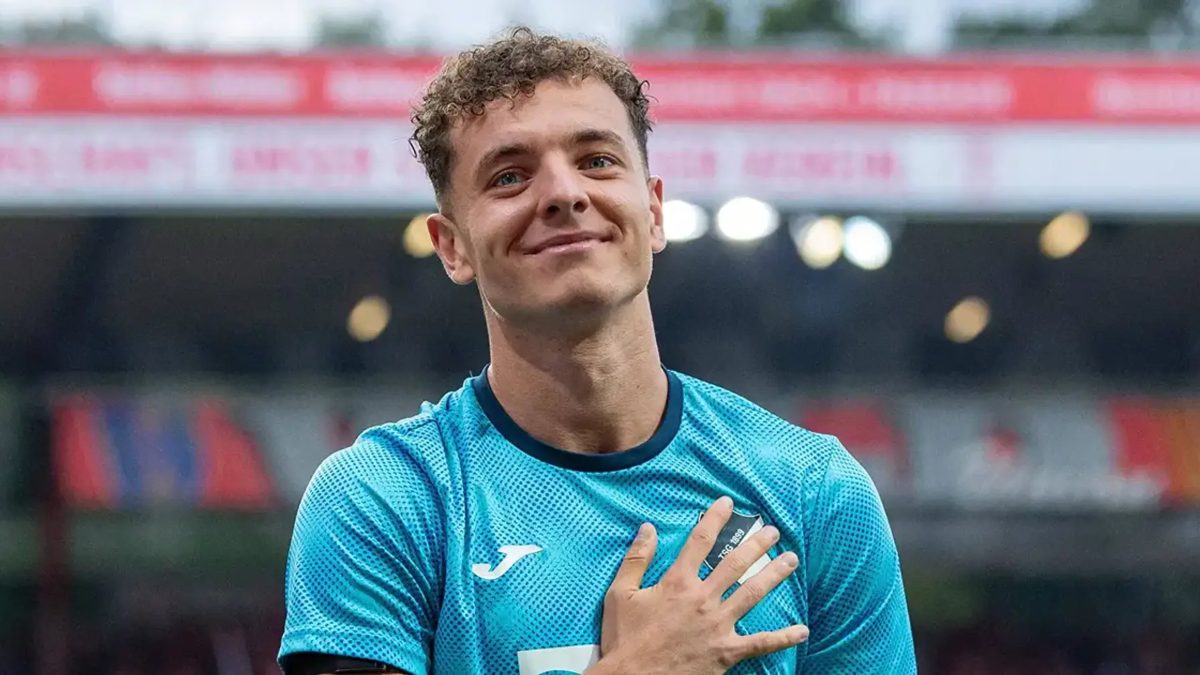 Fisnik Asllani celebrates a goal with Hoffenheim