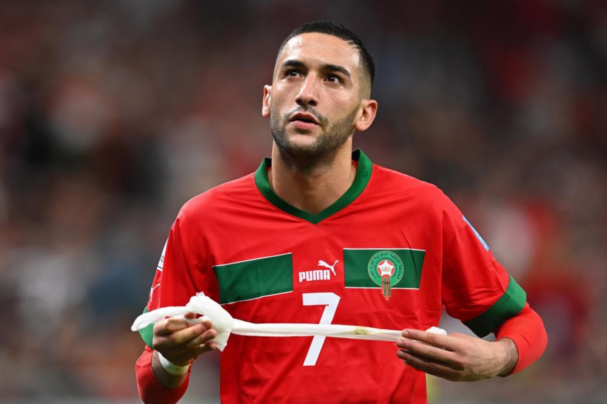 Ziyech jugando con la Selección de Marruecos