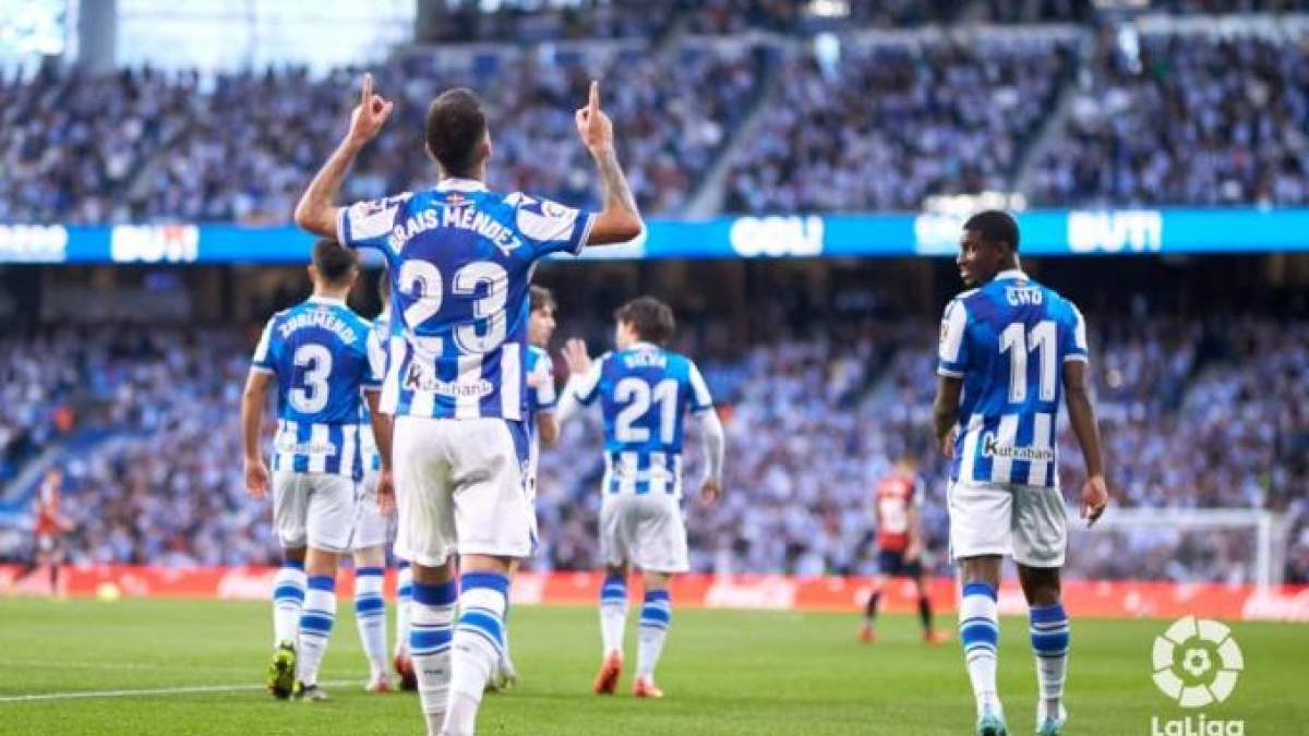 Brais Méndez celebra un gol con la Real Sociedad. Foto: LaLiga Santander