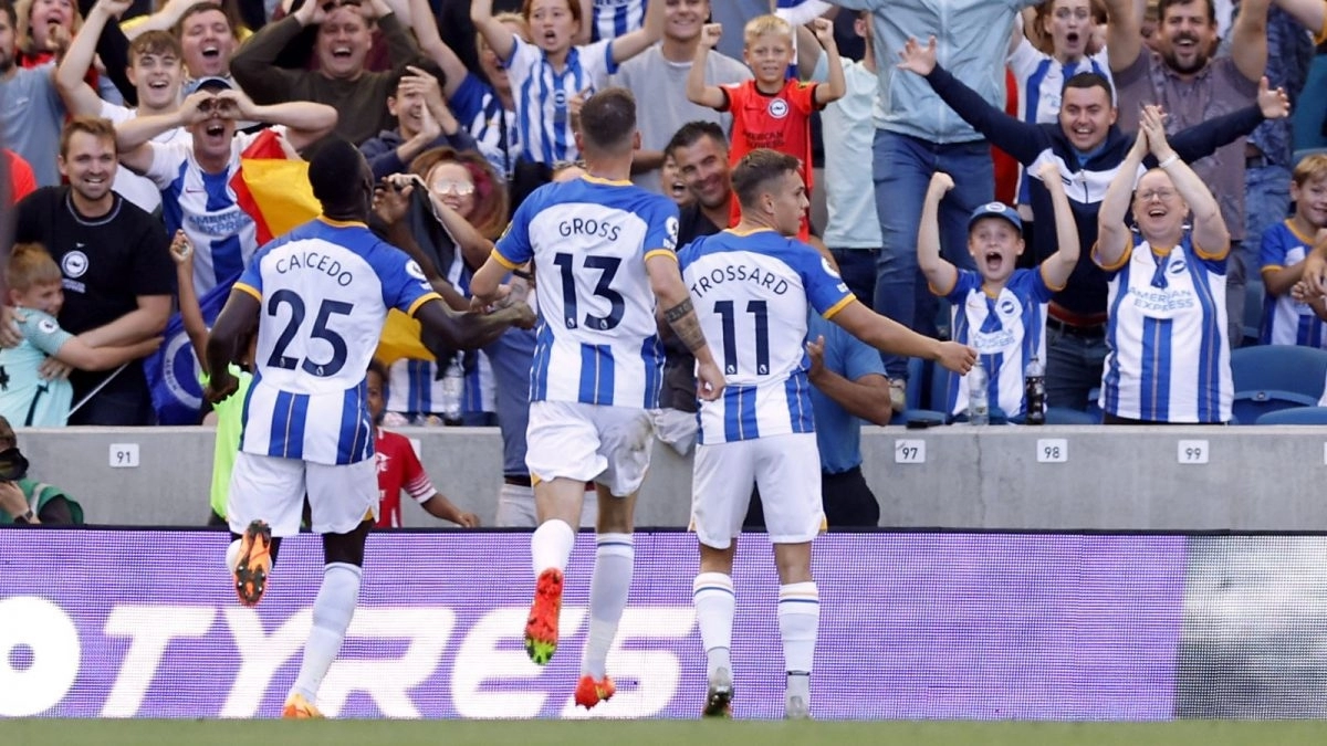 Los jugadores del Brighton celebran un gol