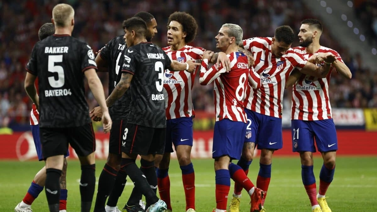 Los jugadores del Atlético de Madrid en un partido de Champions League
