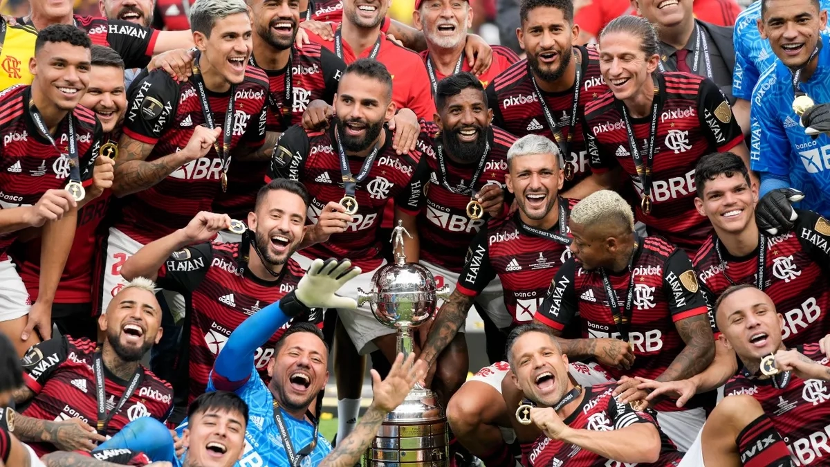 Los jugadores de Flamengo celebran la Copa Libertadores