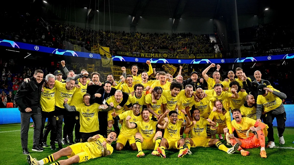 Los jugadores del Borussia Dortmund celebran el pase en la Champions League
