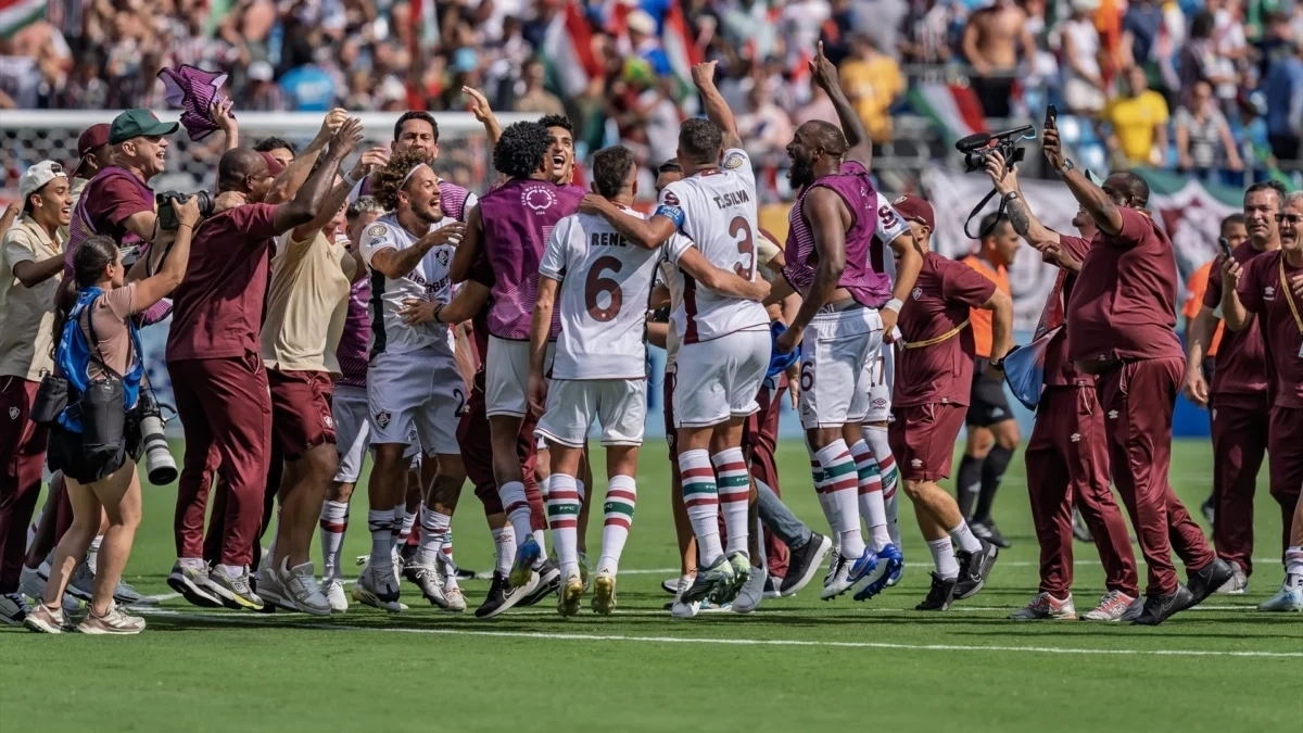 <p>Fluminense players celebrate a victory in the Club World Cup</p>