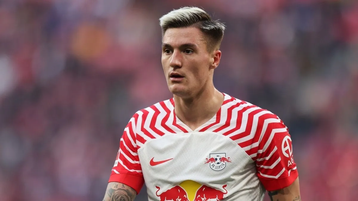 Benjamin Sesko, delantero del RB Leipzig 