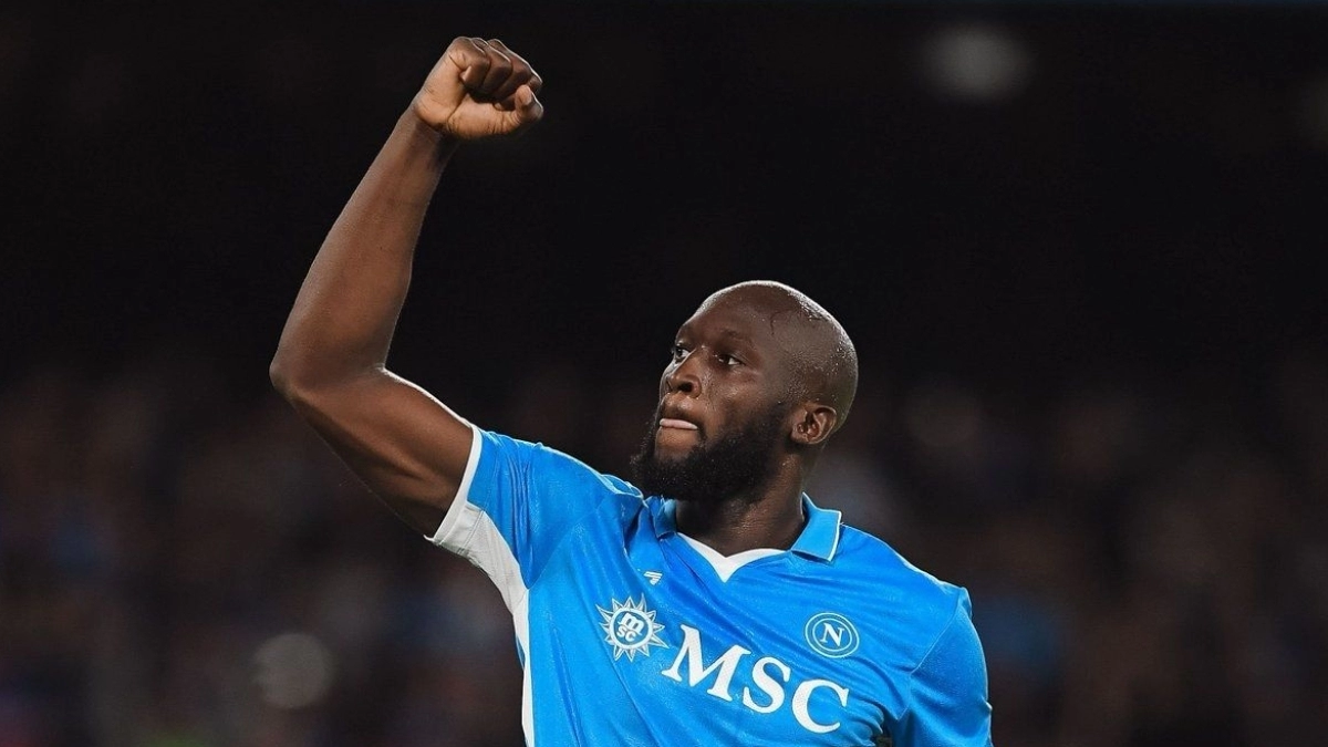 Lukaku celebrando la victoria con el SSC Napoli