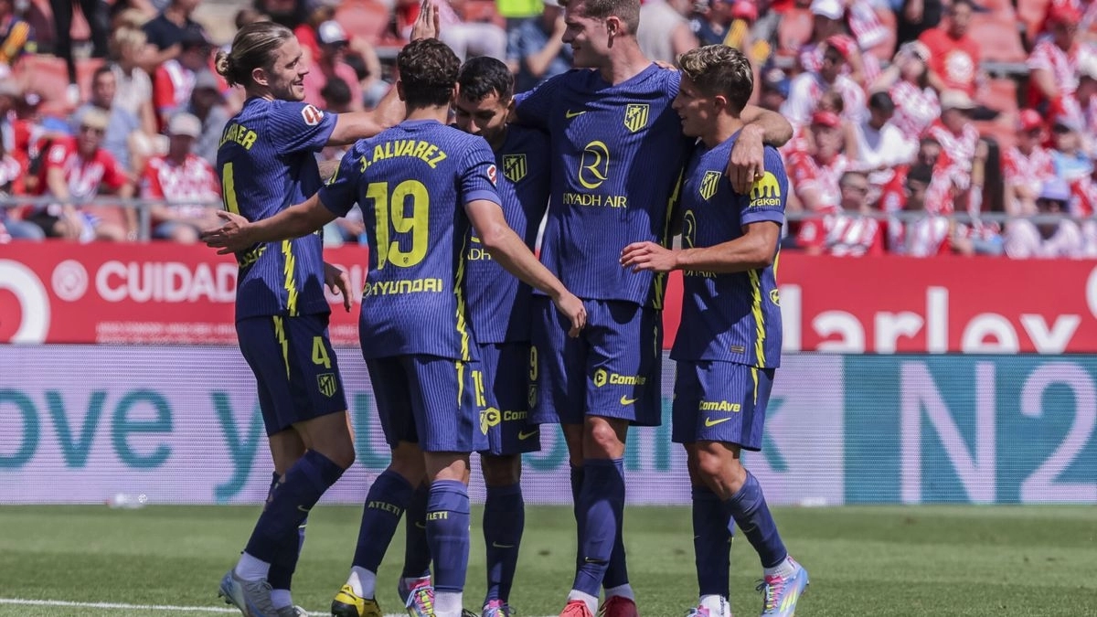 Los jugadores del Atlético de Madrid celebran un gol