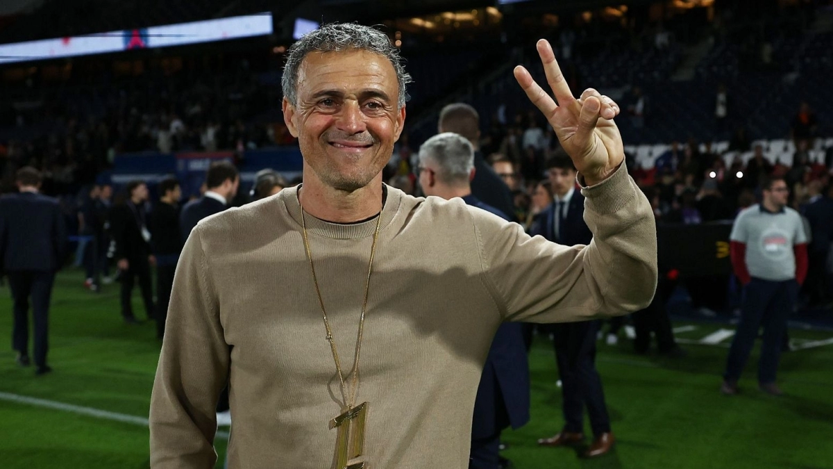 Luis Enrique celebrando la victoria