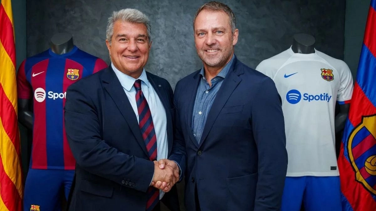 Joan Laporta y Hansi Flick, del Barcelona