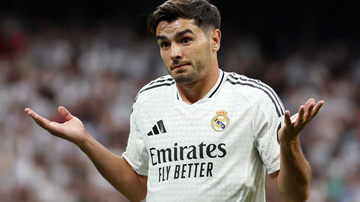 Brahim celebrates a goal with Real Madrid.