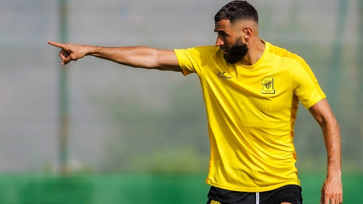 Karim Benzema during a training session with Al Ittihad.