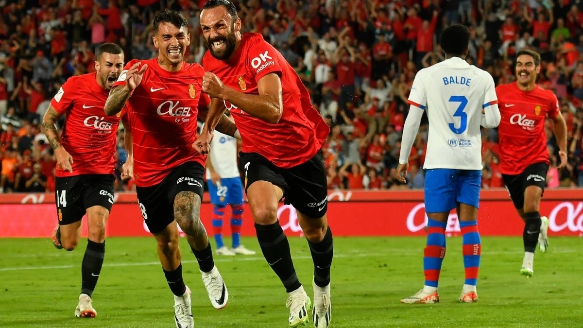 Los jugadores del Mallorca celebran un gol