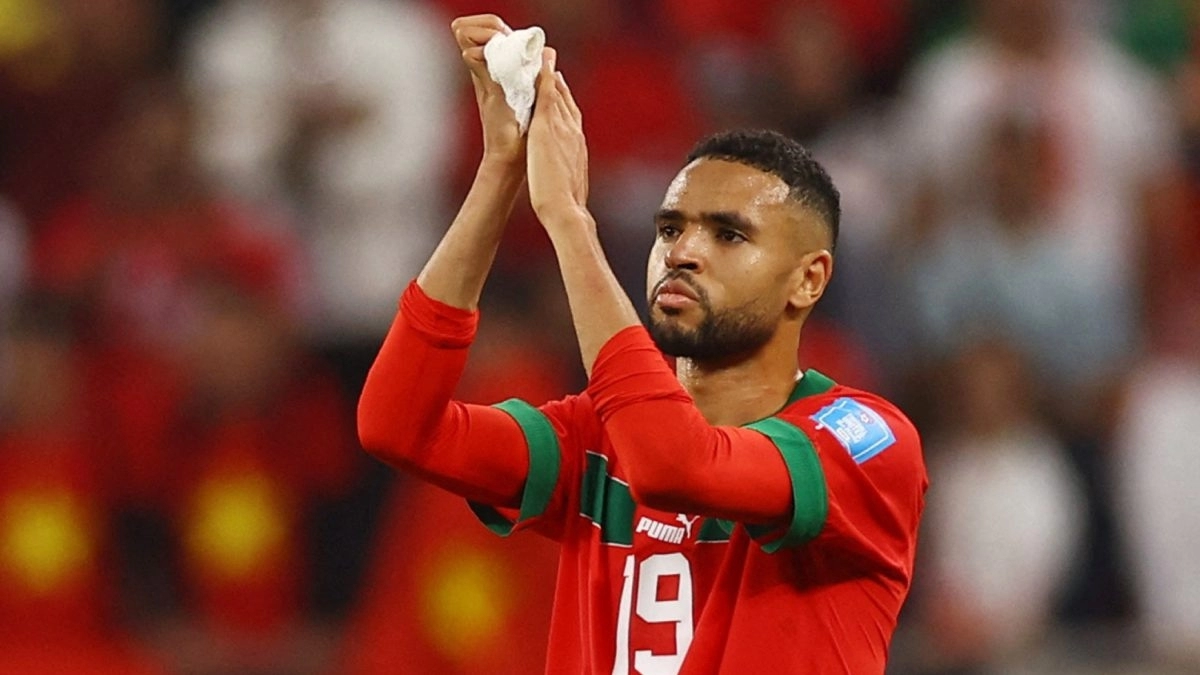 Youssef En-Nesyri during a match with the Morocco national team