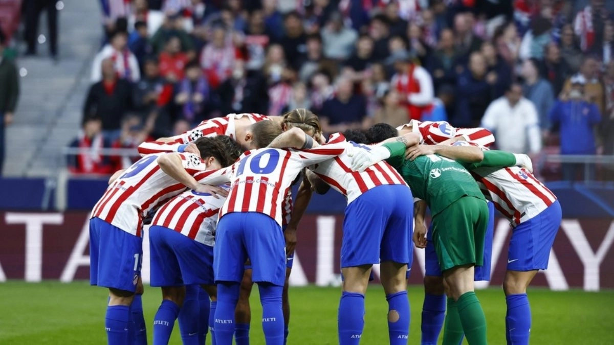 Atletico de Madrid players before the match against Club Brugge.