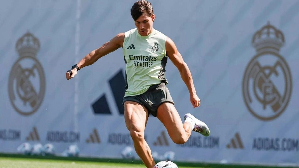 Fran García during a training session with Real Madrid.