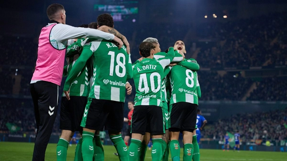 Real Betis players celebrate a goal