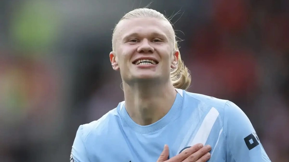 Erling Haaland celebra un gol anotado con el Manchester City