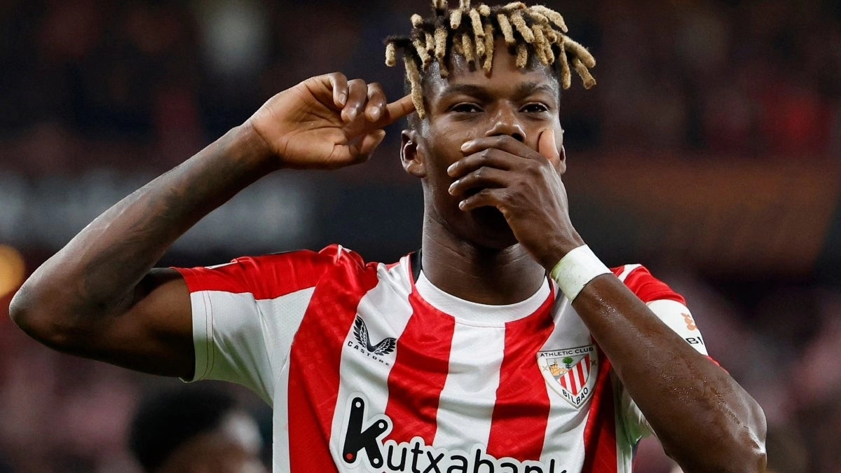 Nico Williams celebrates a goal scored with Athletic Club