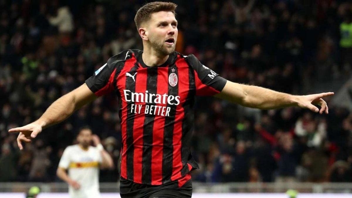 <p>Niclas Füllkrug celebrates a goal scored with Milan</p>