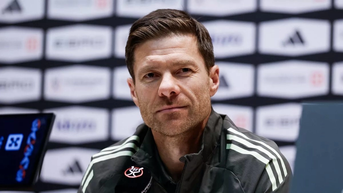 Xabi Alonso during a press conference with Real Madrid