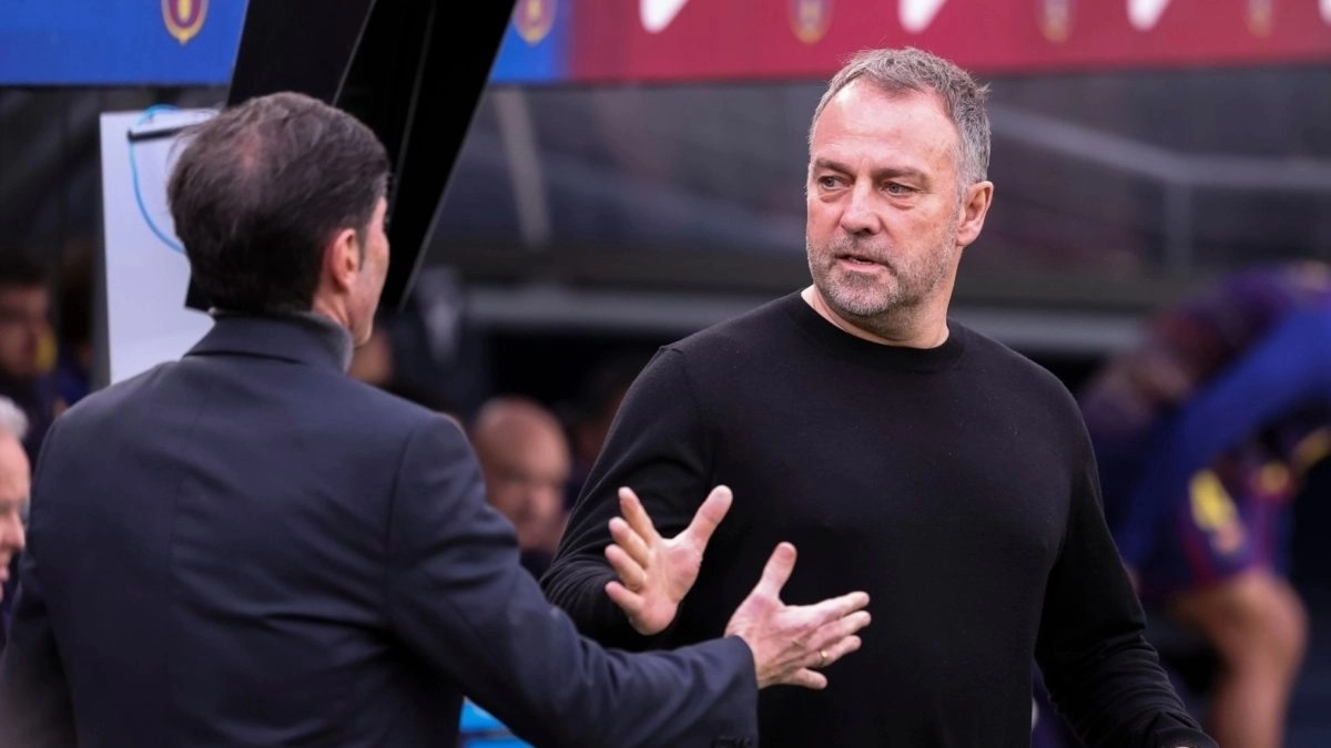 Hansi Flick before an FC Barcelona match