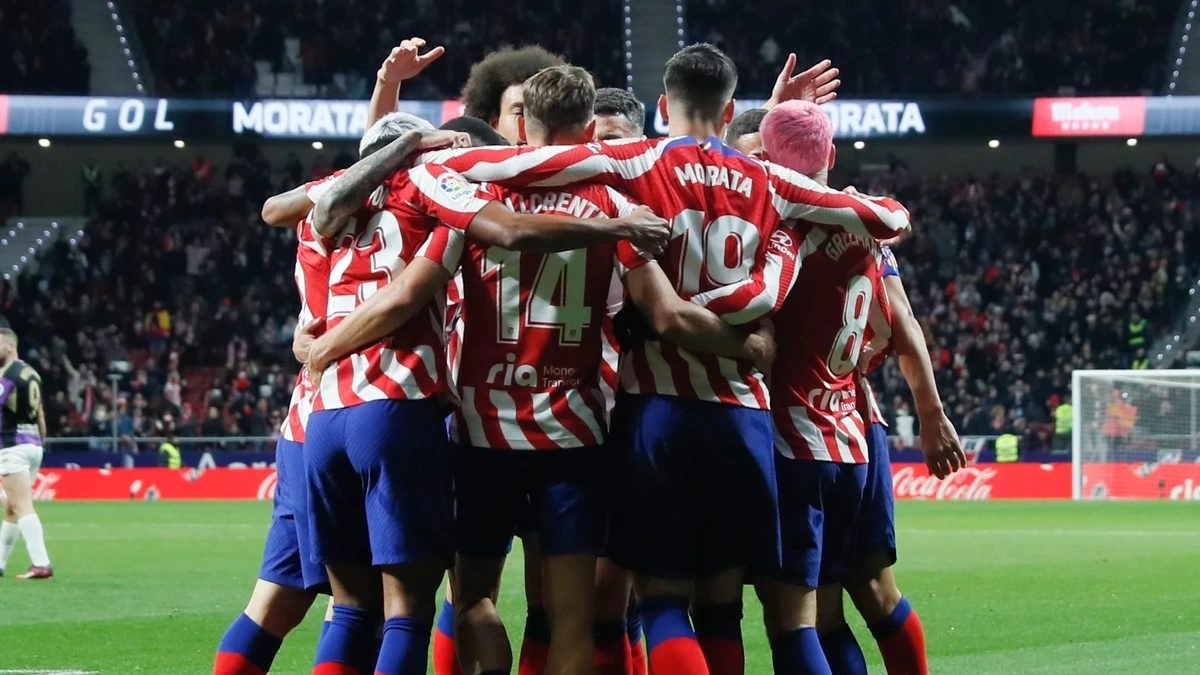 Los jugadores del Atlético de Madrid celebran un gol