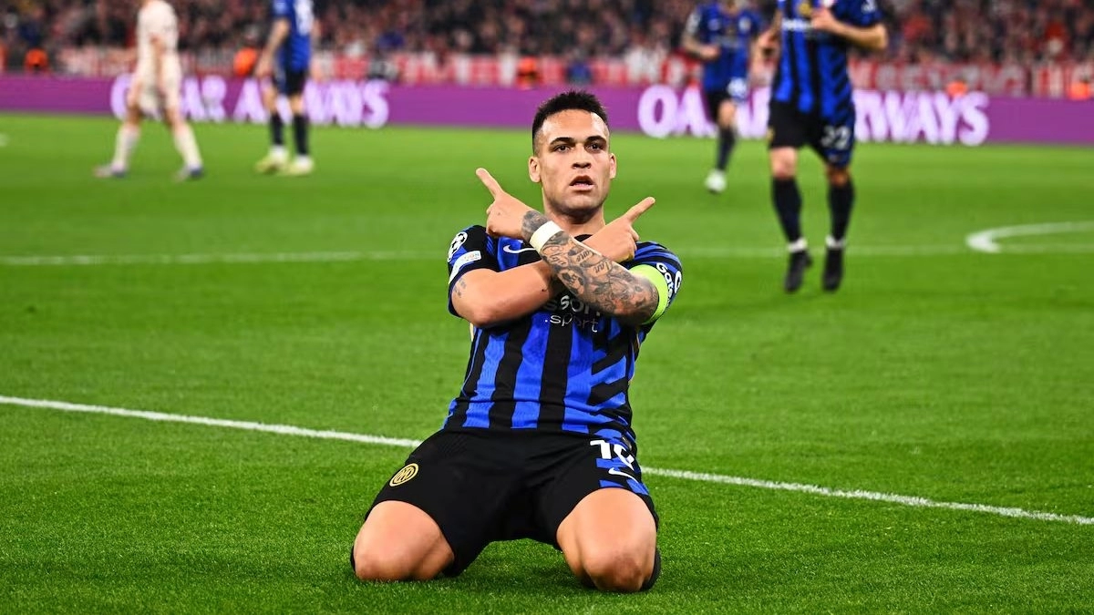 Lautaro Martínez celebra un gol anotado con el Inter de Milán